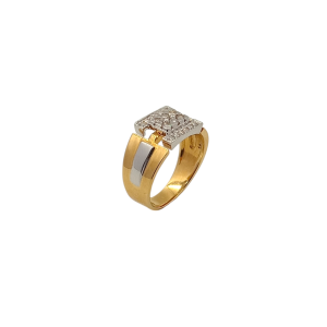 Geometric Pattern Diamond Gents Ring