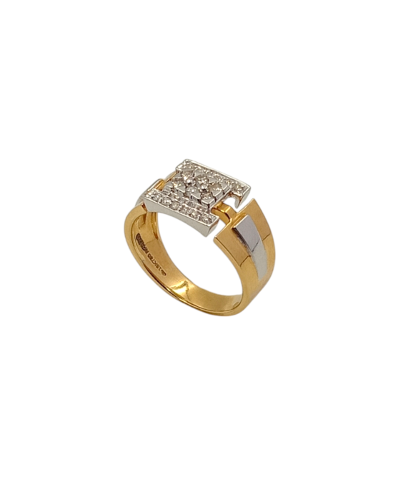 Geometric Pattern Diamond Gents Ring