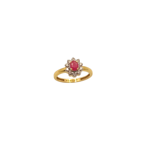 Brilliant Diamond Ring With Ruby Stone