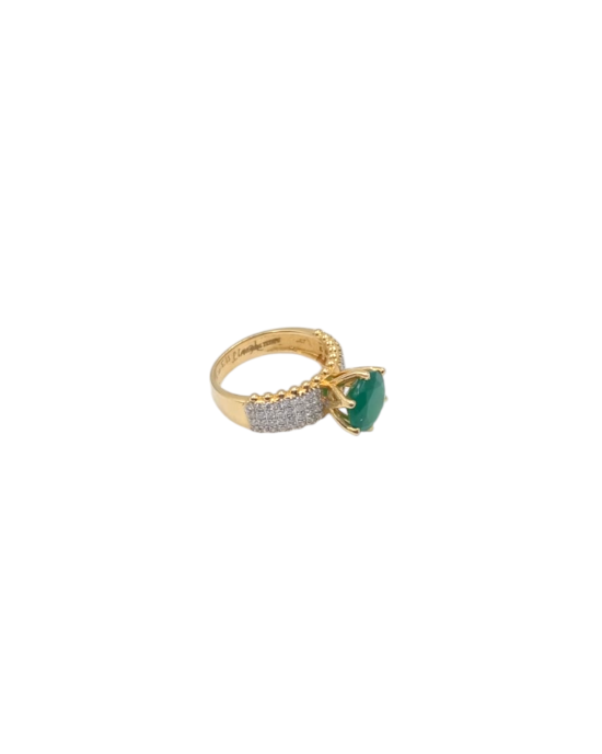 Royal Diamond Ring With Green Stone