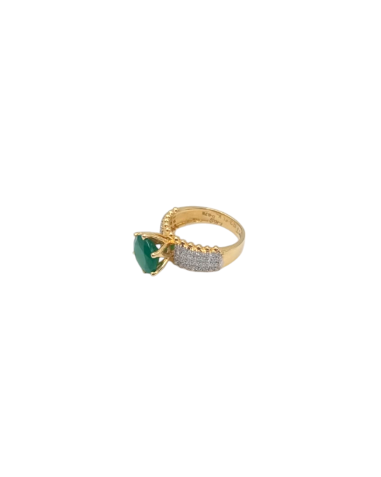 Royal Diamond Ring With Green Stone