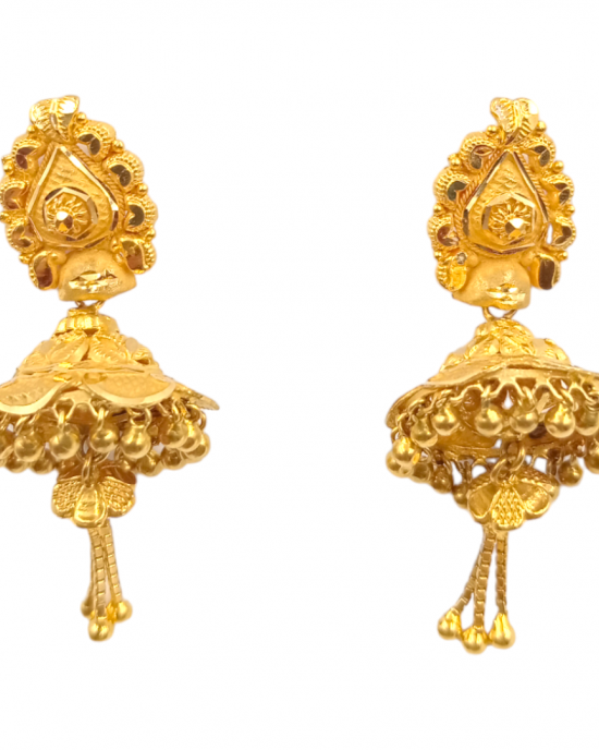 Festive Gold Jhumka Earrings