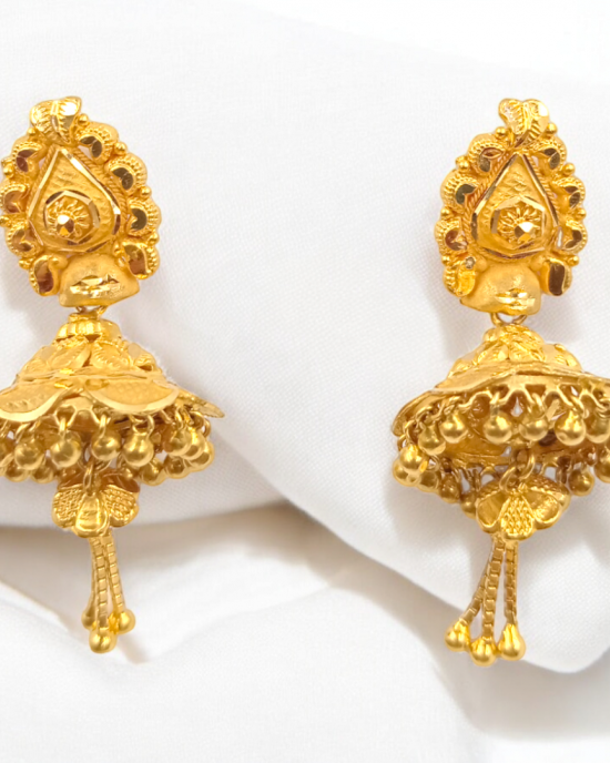 Festive Gold Jhumka Earrings