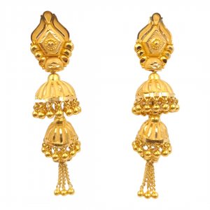 Multilayered Gold Jhumka Earrings