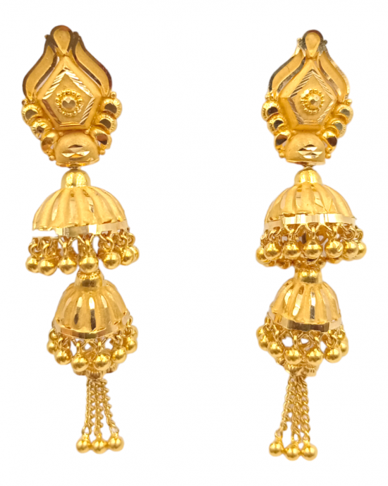 Multilayered Gold Jhumka Earrings