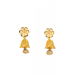 Decorated Gold Jhumka Earrings