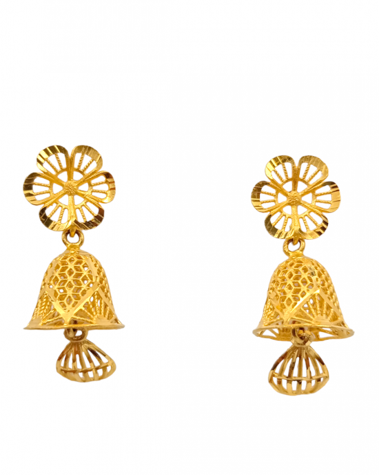 Decorated Gold Jhumka Earrings