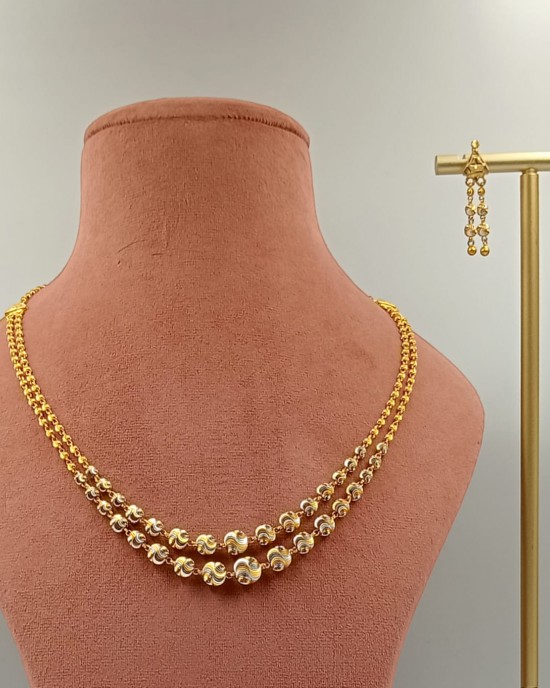 Radiant Double Line Gold Neck Set