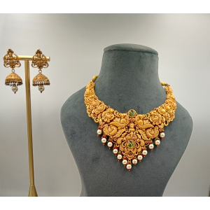 Goddess Laxmi Temple Neck Set