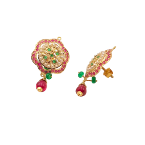 Regal Graceful Gold Jadau Pendant Set