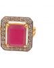 Red Stone & Zirconia Gold Ring