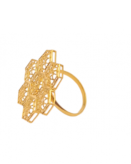 Hex Pattern Gold Ring