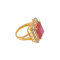 Red Stone & Zirconia Gold Ring