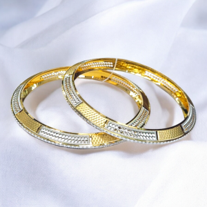 Shimmering Gold Etched Bangles