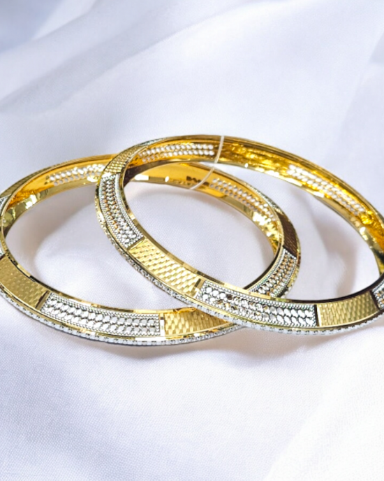 Shimmering Gold Etched Bangles