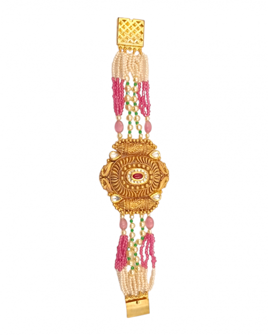 Royal Pearl & Kundan Gold Bracelet