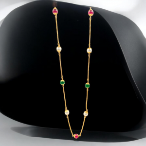 Tri Colour Stone Gold Chain